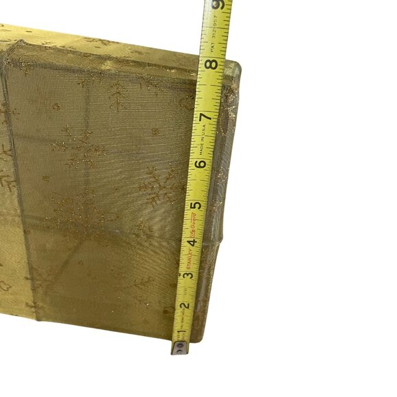 Decorative Gold Fabric-Covered Rectangular Box With Snowflake Pattern - Picture 9 of 11